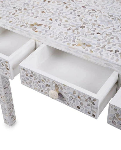 Handmade White mother of pearl vintage antique console table chest of drawer for home office