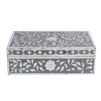 handcrafted Bone Inlay Grey floral Pattern Box