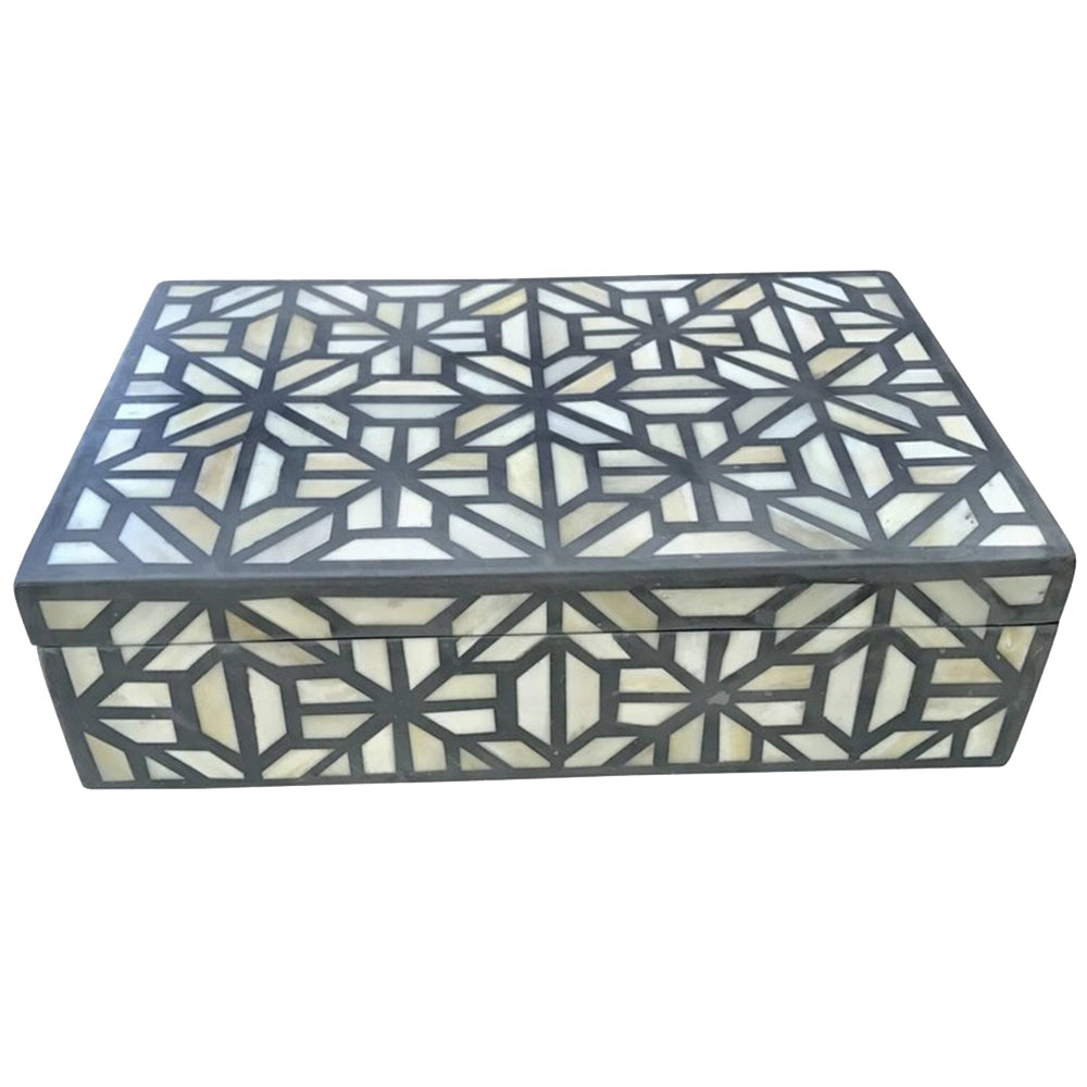 Bone inlay vintage geometric box for women - Black