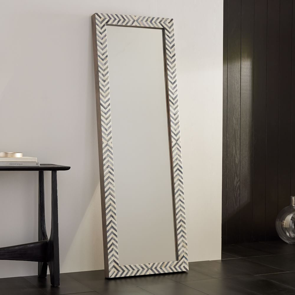 Bone Inlay Chevron Pattern Mirror Frames with Complimentary Mirror