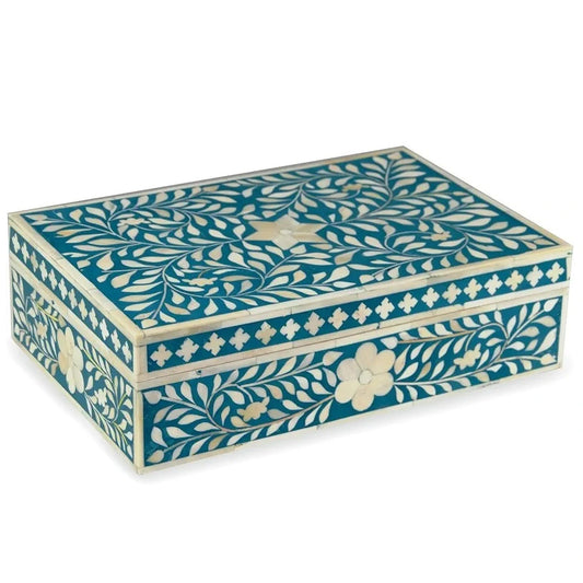 Bone inlay vintage personalized box for women - Turquoise