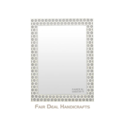 Bone Inlay Grey Honeycomb Pattern Mirror Frames with Complimentary Mirror