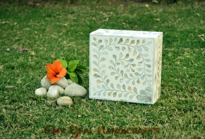 White mother of pearl inlay personalized box for women