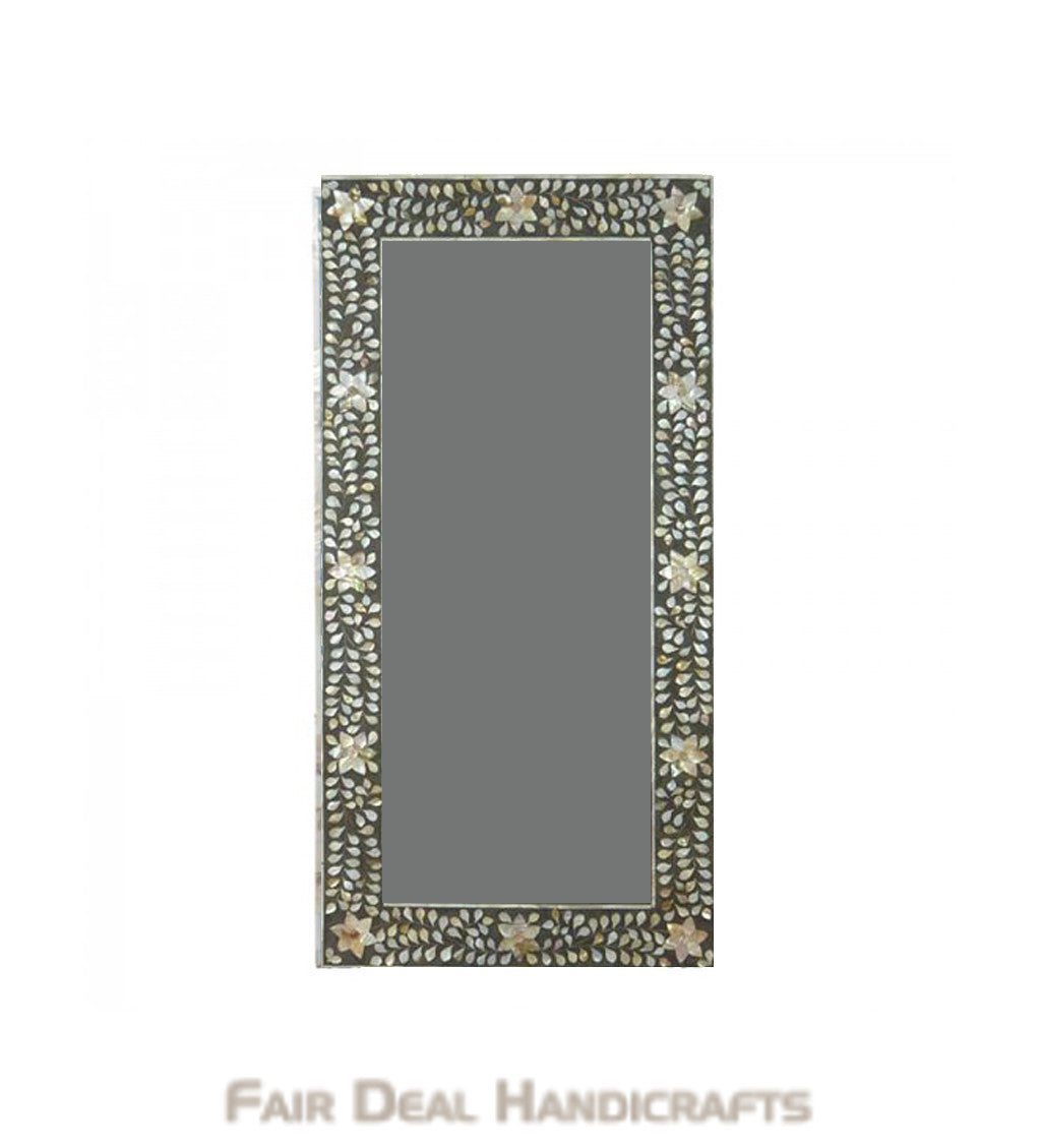 Charcoal black mother of pearl vintage antique mirror frames for home –  Fair Deal Handicrafts