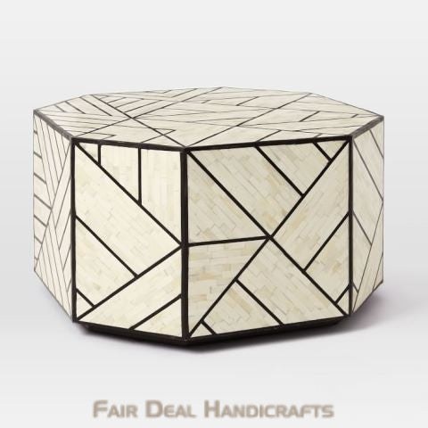 Bone Inlay Geometric Antique Vintage Octagonal Coffee table for home