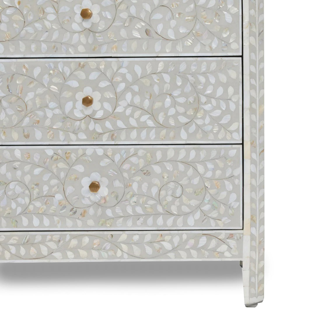 HANDMADE MOTHER OF PEARL INLAY CHEST OF 6 DRAWER
