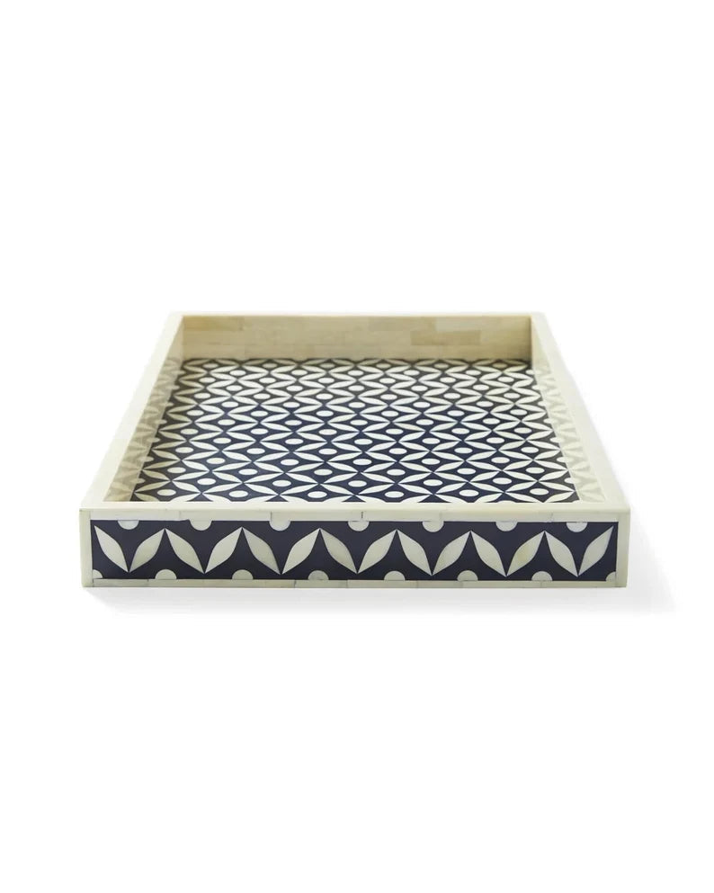Bone Inlay Tray in Star Eye pattern Tray Design - Black