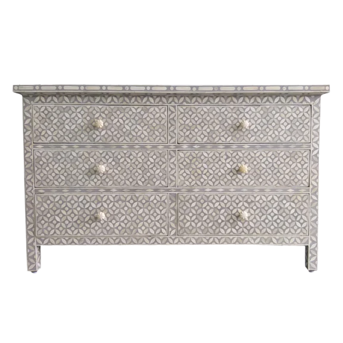Bone Inay Chest of 6 Drawers Geometric Design | Fairdeal Handicrafts