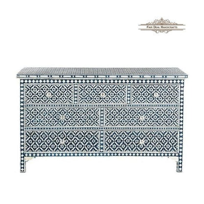 Bone Inlay Geometric Chest of 7 Drawer | Bone Inlay Dresser