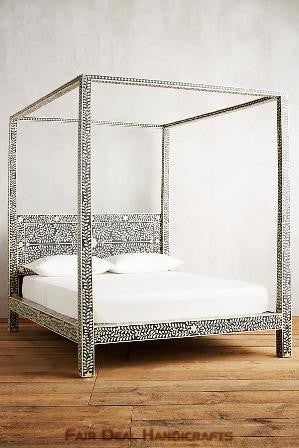 BLACK BONE INLAY FOUR POSTER BED (FD-BB001)