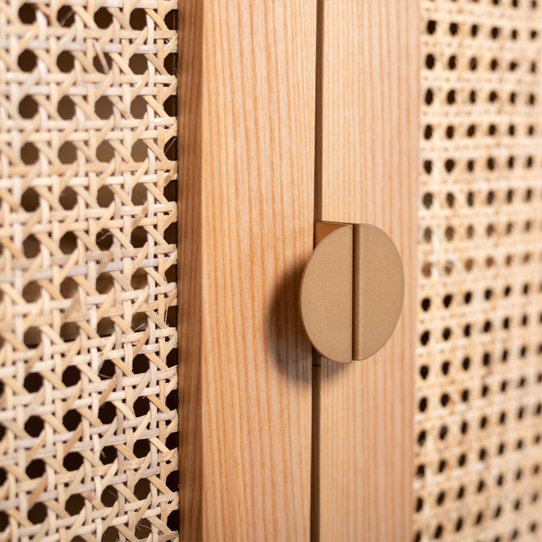 Handmade Classic 2-Door Wooden Chest / Cane Work/ Sideboard