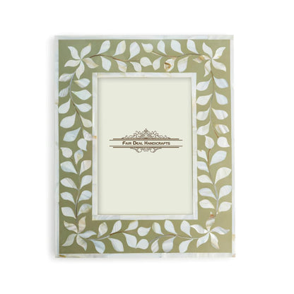 Mother Of Pearl Inlay Photo Frame- Floral/Green