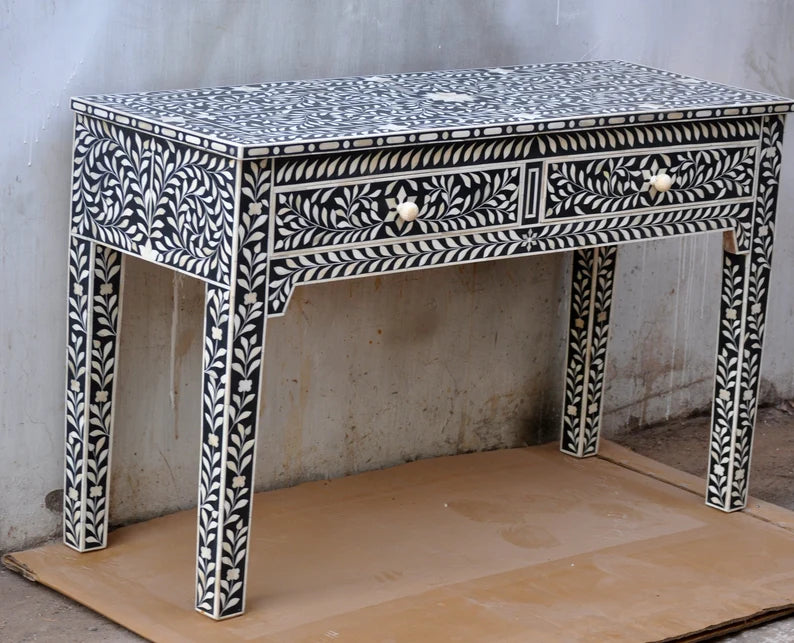 Black Mother of Pearl Handmade Console Personalized Table for Living Decor