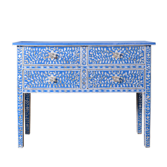 Handmade Mother of Pearl Inlay Vintage Antique Console Floral Decorative Designer Table for home and living room