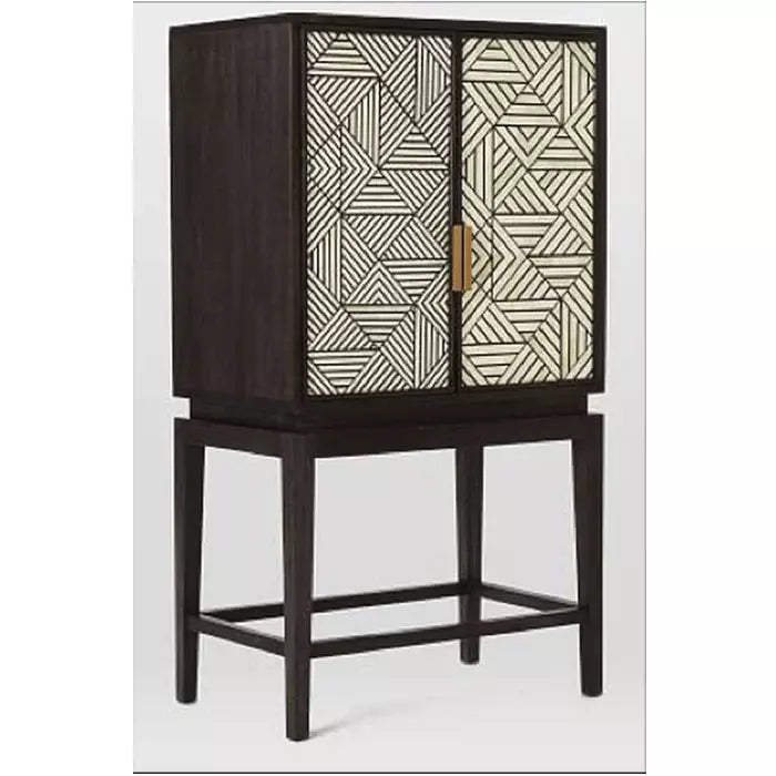 Black and White Geometric Bar Cabinet