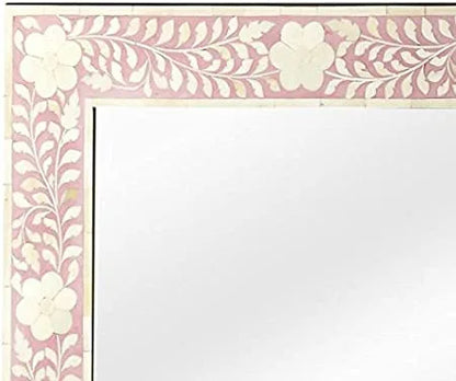 Bone Inlay Pink Floral Mirror Frames with Complimentary Mirror