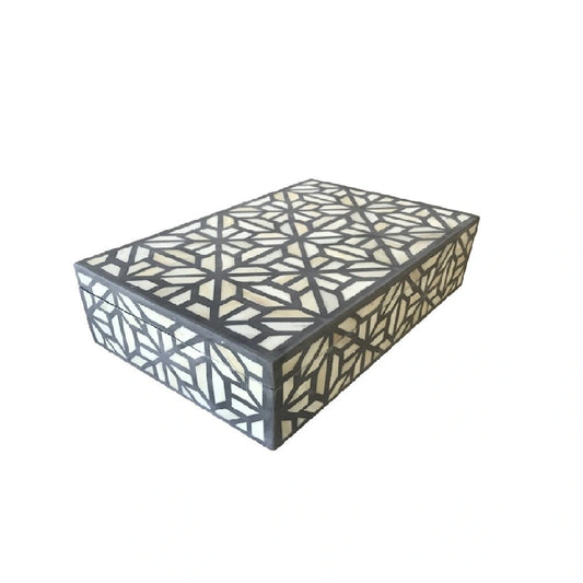 Bone inlay vintage geometric box for women - Black