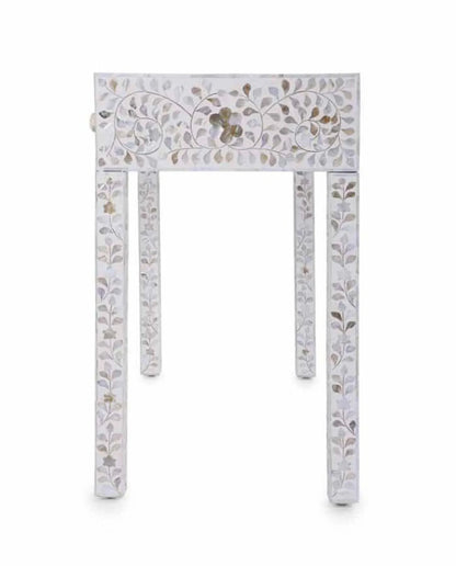 Handmade White mother of pearl vintage antique console table chest of drawer for home office