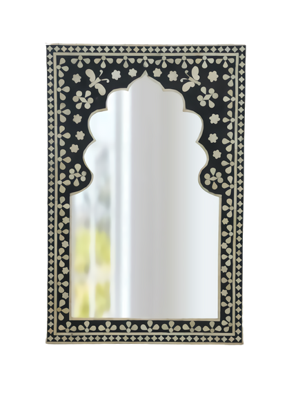 Bone Inlay Black Butterfly Pattern Mirror Frames with Complimentary Mirror