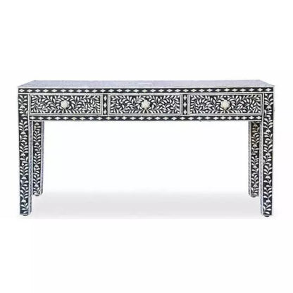 Handcrafted Black & White Bone Inlay Home Decor Console Table | Entryway Console | Bedroom Storage Organizer