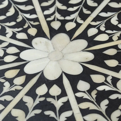 Handmade Black Bone Inlay Floral Dining Table