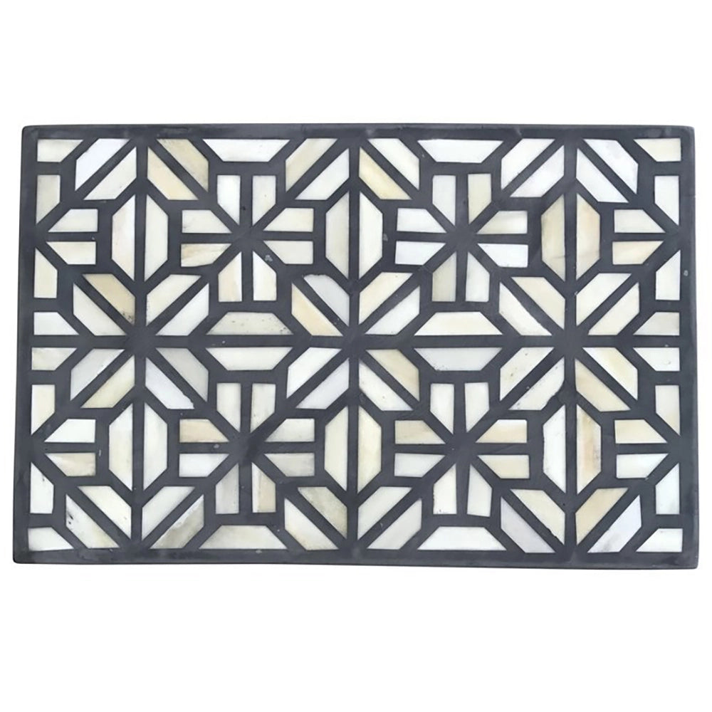 Bone inlay vintage geometric box for women - Black