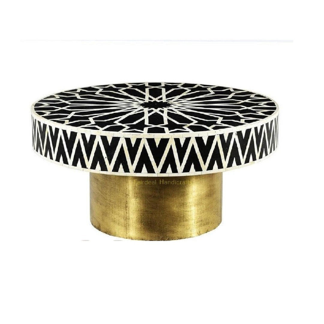 Handmade Bone inlay Black Moroccan Round table