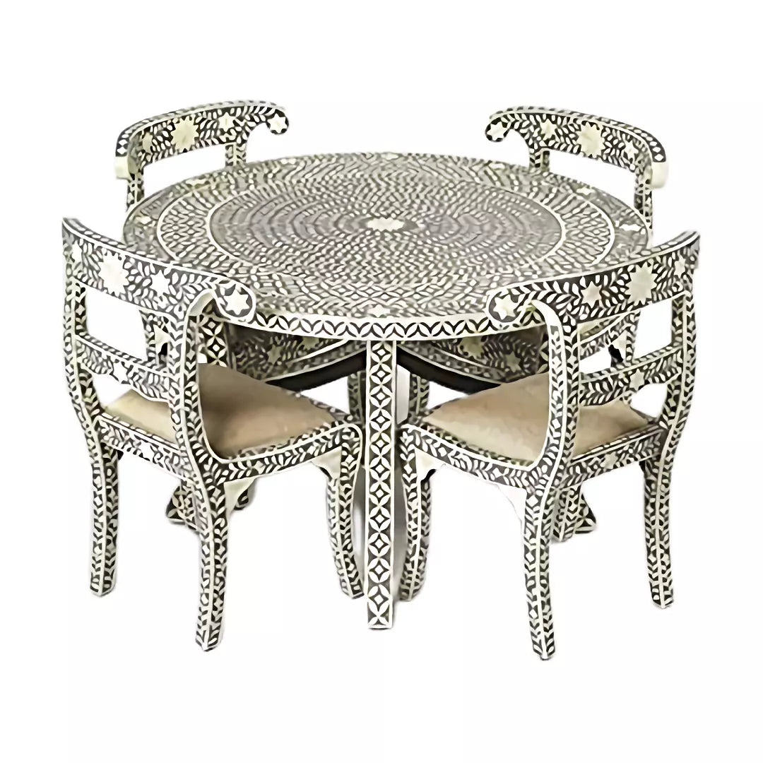 Handmade Bone Inlay Dining table With chair
