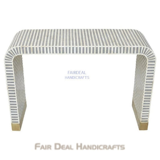 Handmade Stunning Waterfall Design in Bone Inlay Furniture, Antique Entryway Console Table for Home & Office Decor