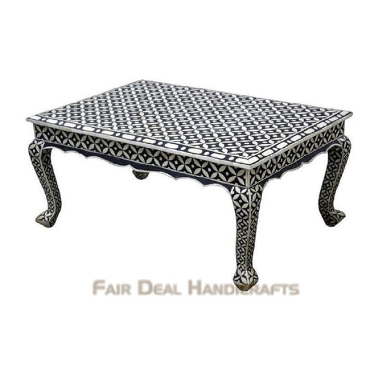 Handmade Bone Inlay Star eye Coffee table in Black