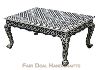Geometric Bone Inlay Star eye Black Coffee Table - Fairdeal Handicrafts