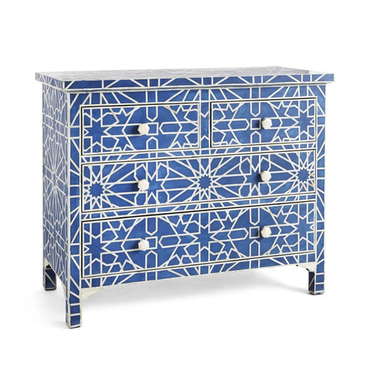 Bone Inlay Chest of 4 Drawer in Moroccan Pattern | Dresser