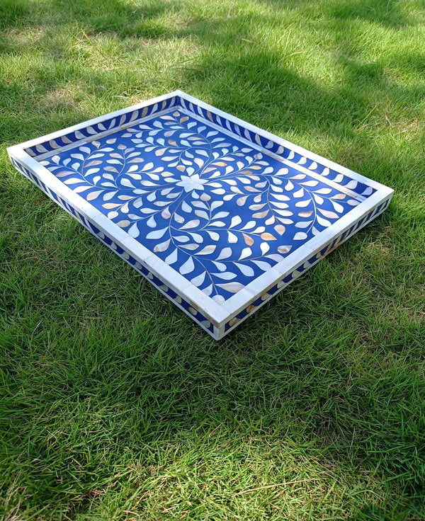 Mother of pearl inlay Rectangle Floral pettern serving tray