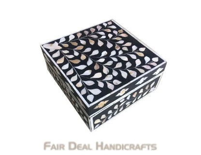 Black mother of pearl vintage personalized box for women