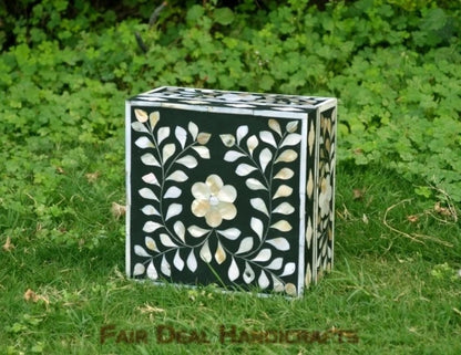 Black mother of pearl vintage personalized box for women