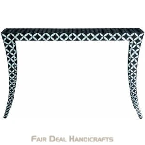 Handmade Mother of Pearl Black Geometric  Pattern Console Antique Vintage Table for Home and Living room