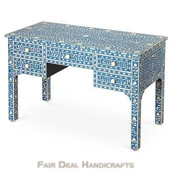 Handmade Blue Mother of Pearl decorative designer vintage antique 5 Drawer Console table for living room