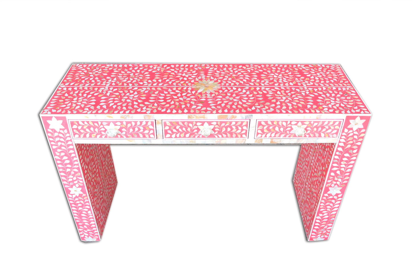 Handmade Pink Mother of Pearl handmade Vintage Antique Console Table
