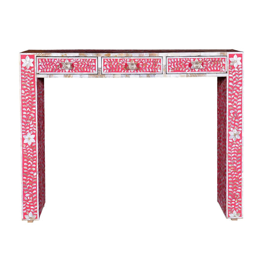 Handmade Pink Mother of Pearl handmade Vintage Antique Console Table