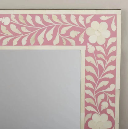 Bone Inlay Pink Floral Mirror Frames with Complimentary Mirror