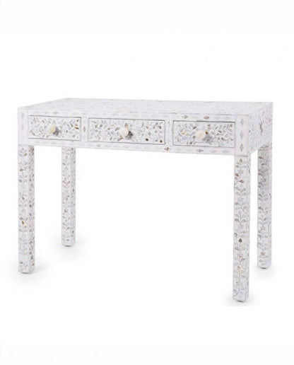 Handmade White mother of pearl vintage antique console table chest of drawer for home office