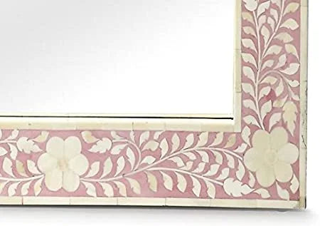 Bone Inlay Pink Floral Mirror Frames with Complimentary Mirror