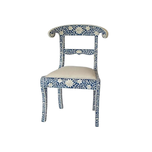 Handmade Bone Inlay Blue Chair