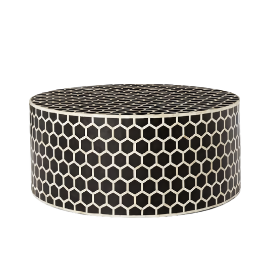 Handmade bone inlay Honeycomb pattern Round Coffee Table