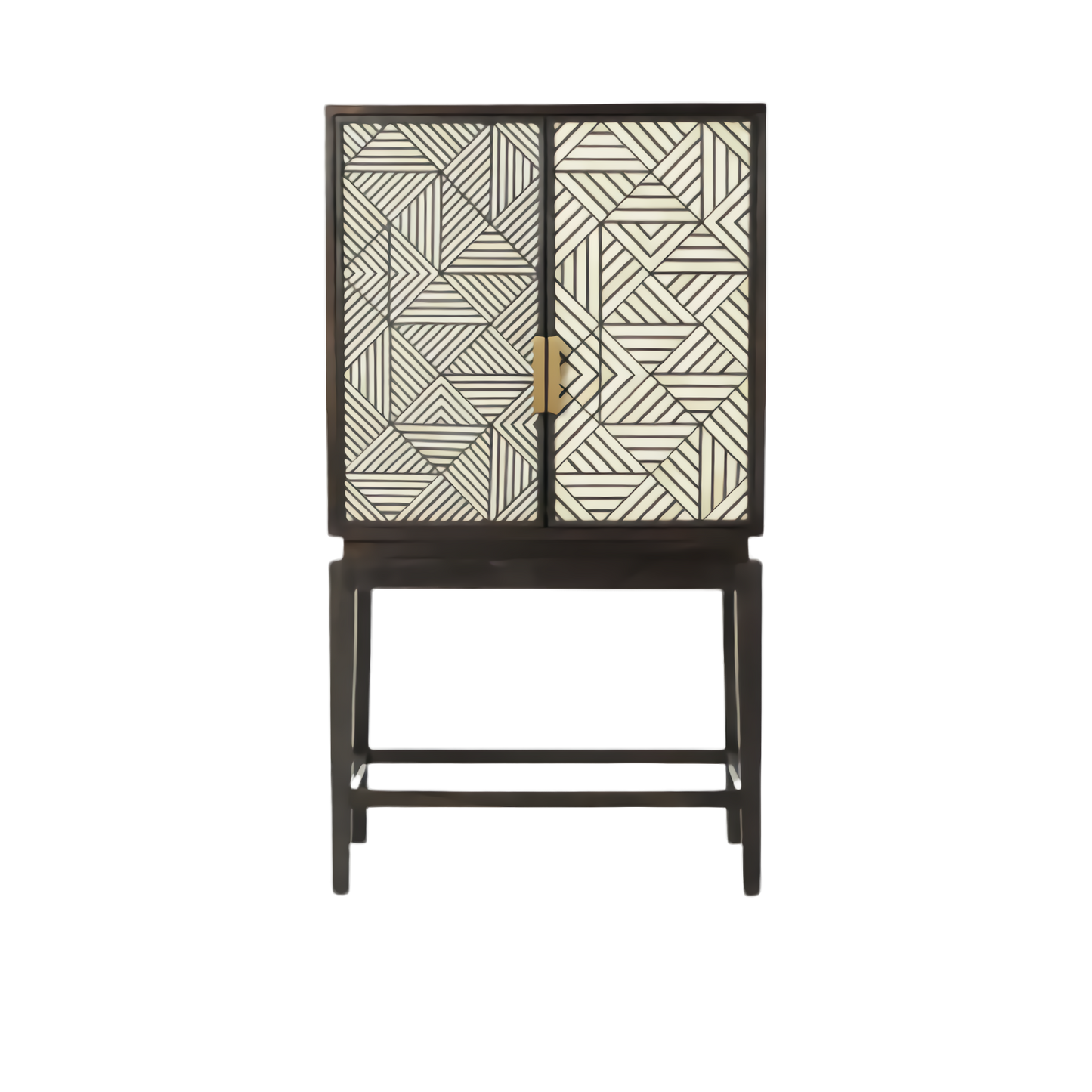 Handmade Black & White Geometric Pattern Bone Inlay Bar Cabinet | Fairdeal Handicrafts