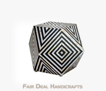 BLACK BONE INLAY DIAMOND CUT STOOL IN STRIPE PATTERN