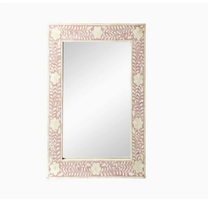 Bone Inlay Pink Floral Mirror Frames with Complimentary Mirror
