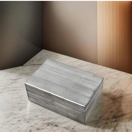 Handmade Bone Inlay Box Gray & White Stripe