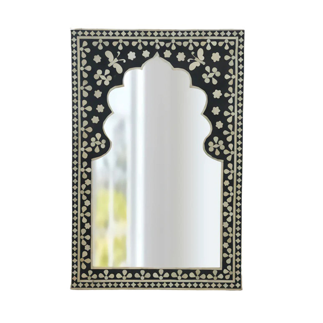 Bone Inlay Black Butterfly Pattern Mirror Frames with Complimentary Mirror