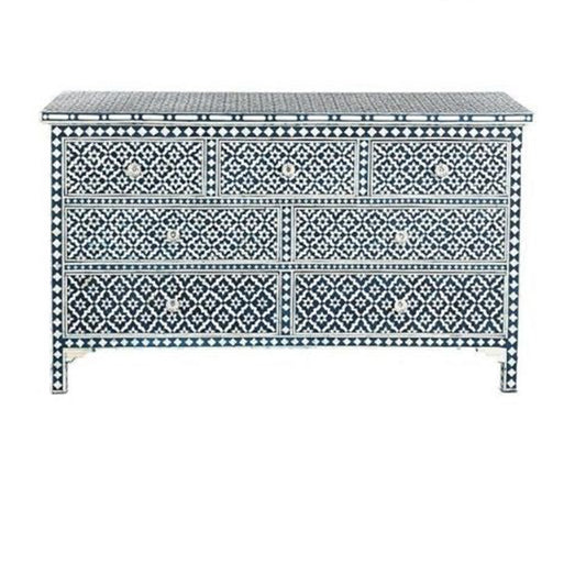 Bone Inlay Geometric Chest of 7 Drawer | Bone Inlay Dresser